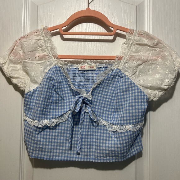 ROMWE Tops - ROMWE Blue and White Kids Gingham Blouse
